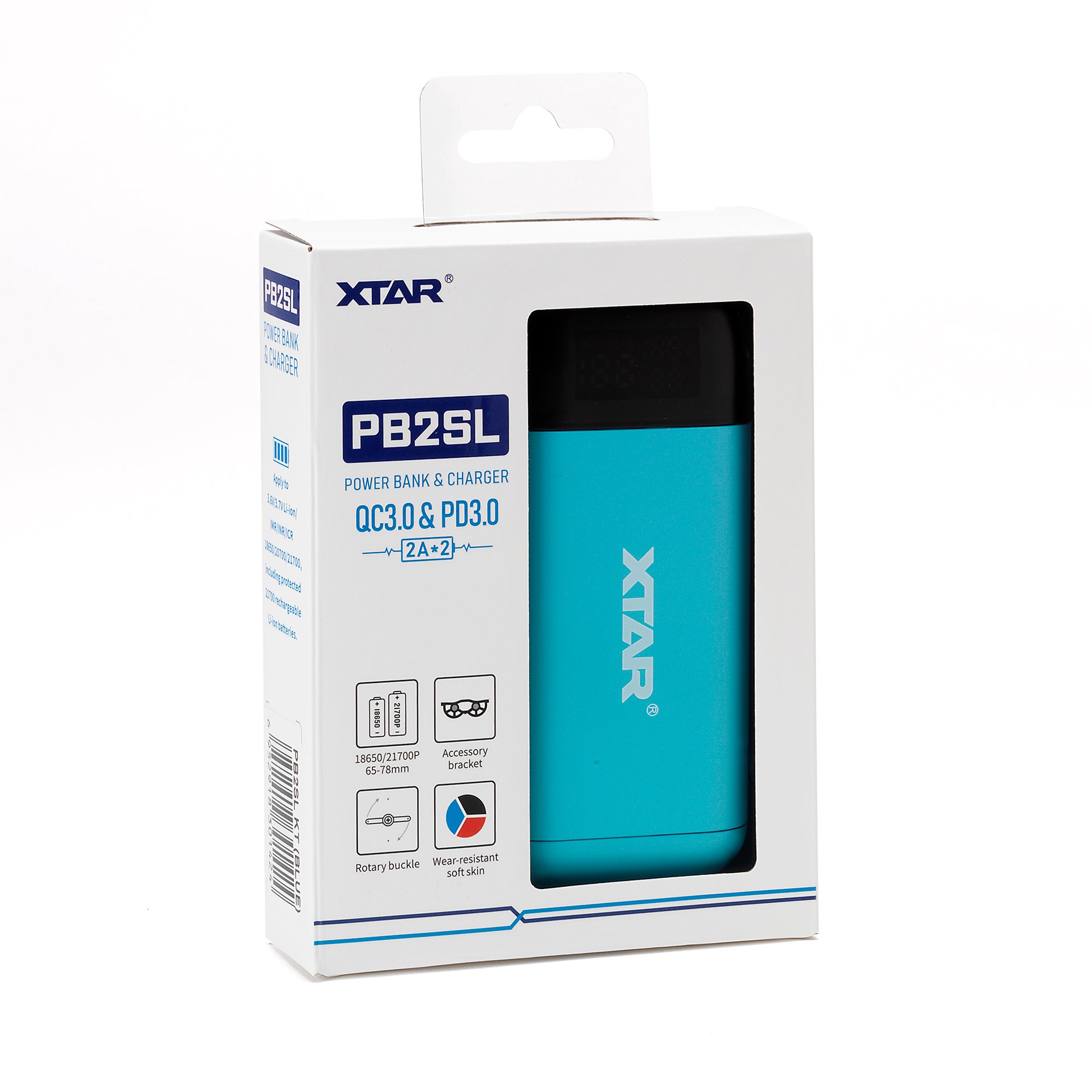 XTAR PB2SL Portable Power Bank Charger - Blue