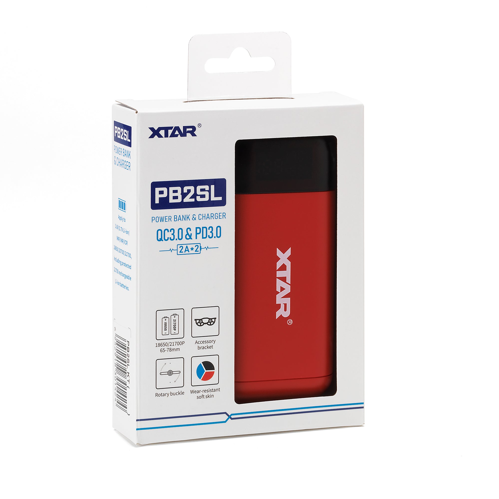 XTAR PB2SL Portable Power Bank Charger - Red