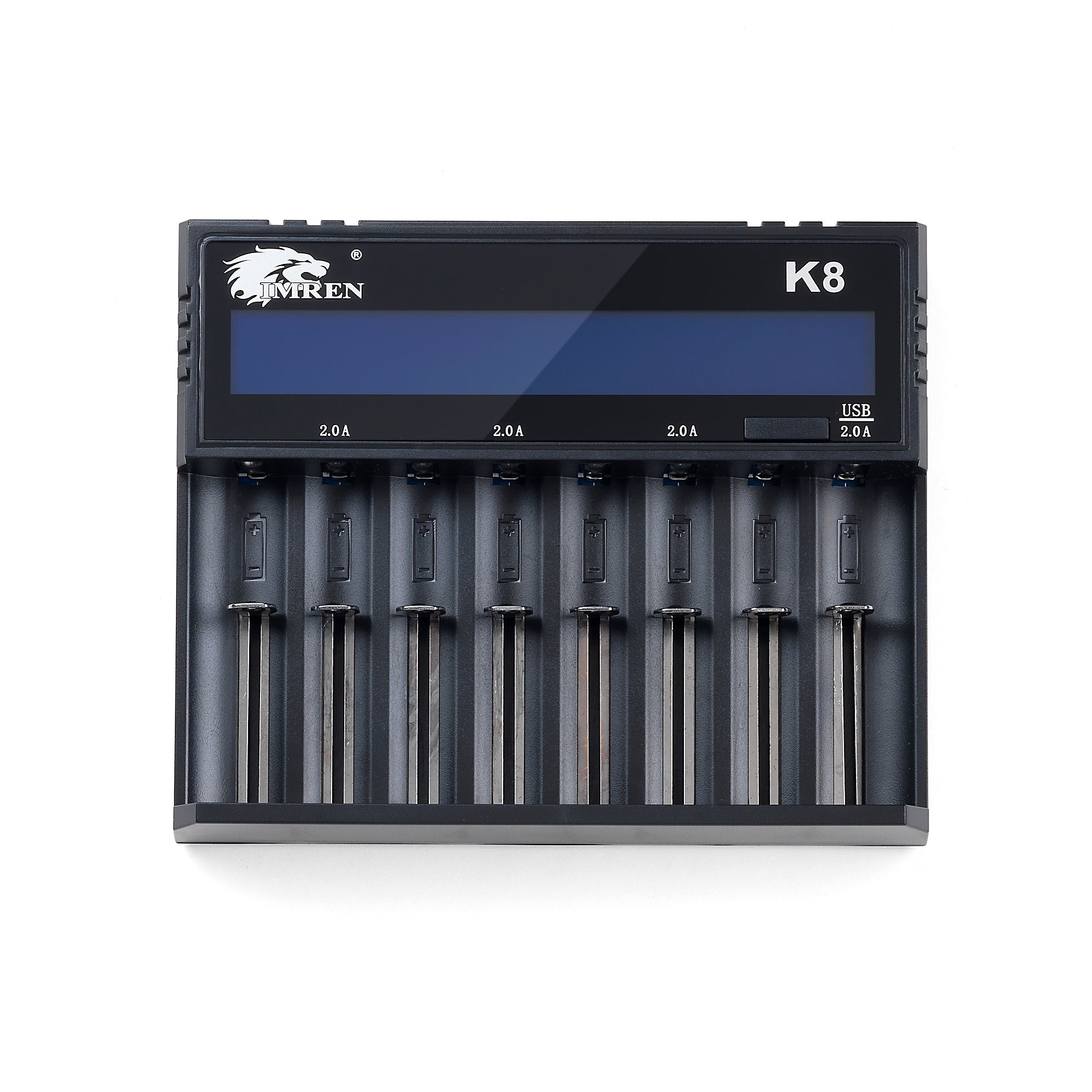 IMREN K8 8-Slot Universal Rechargeable Li-ion Battery Charger with LCD Scre