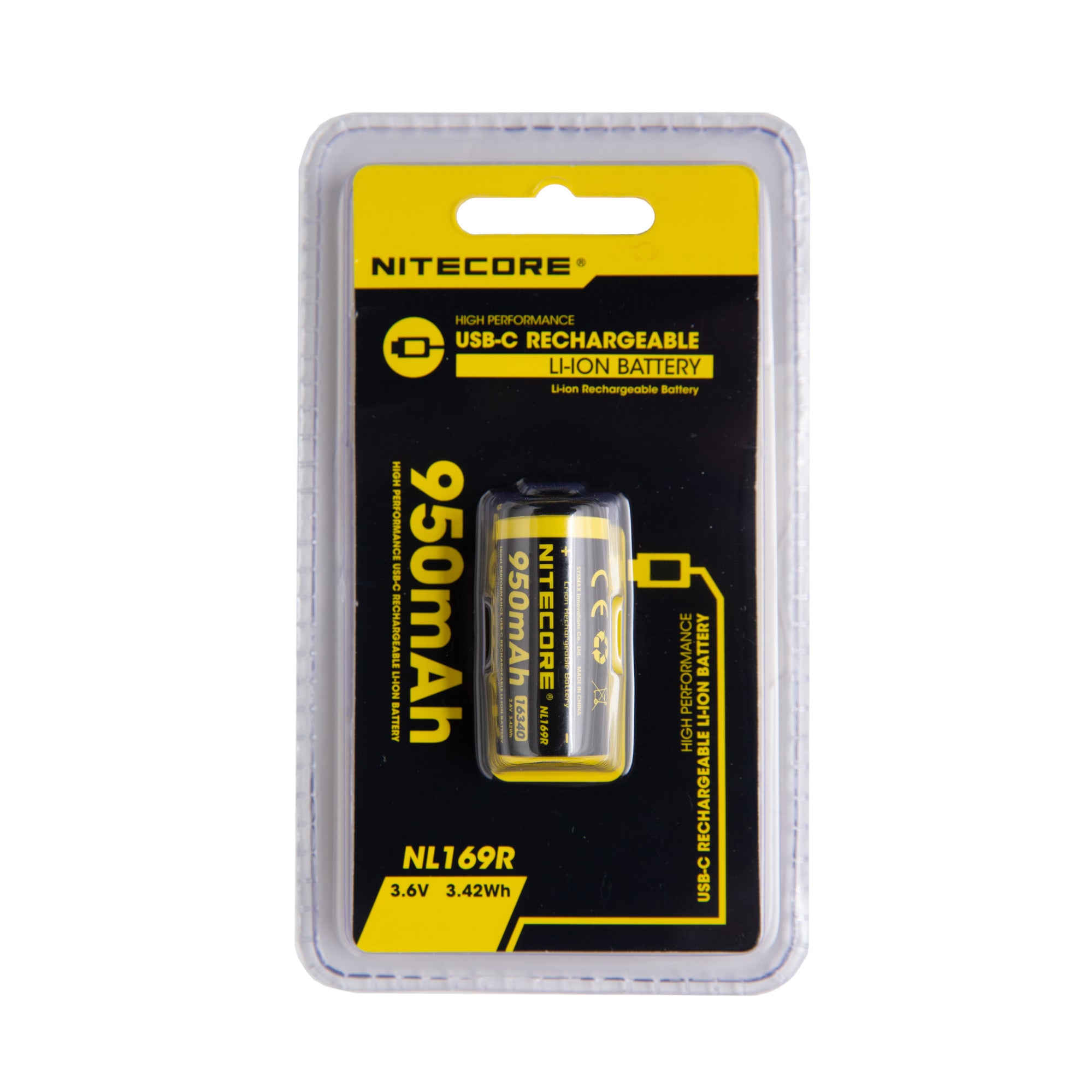 Nitecore NL169R 16340 950mAh Battery - Protected Button Top