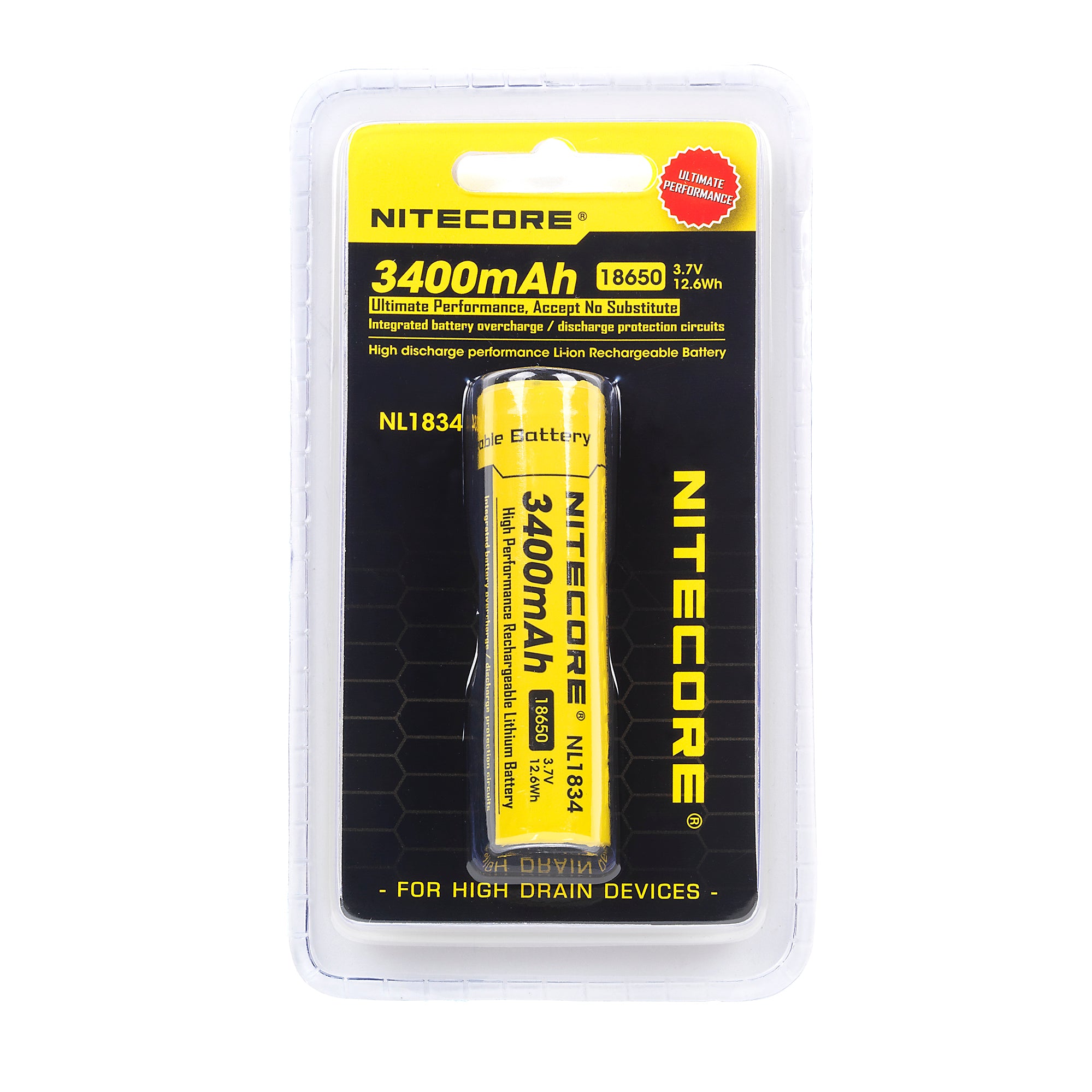 Nitecore NL1834 18650 3400mAh Battery - Protected Button Top