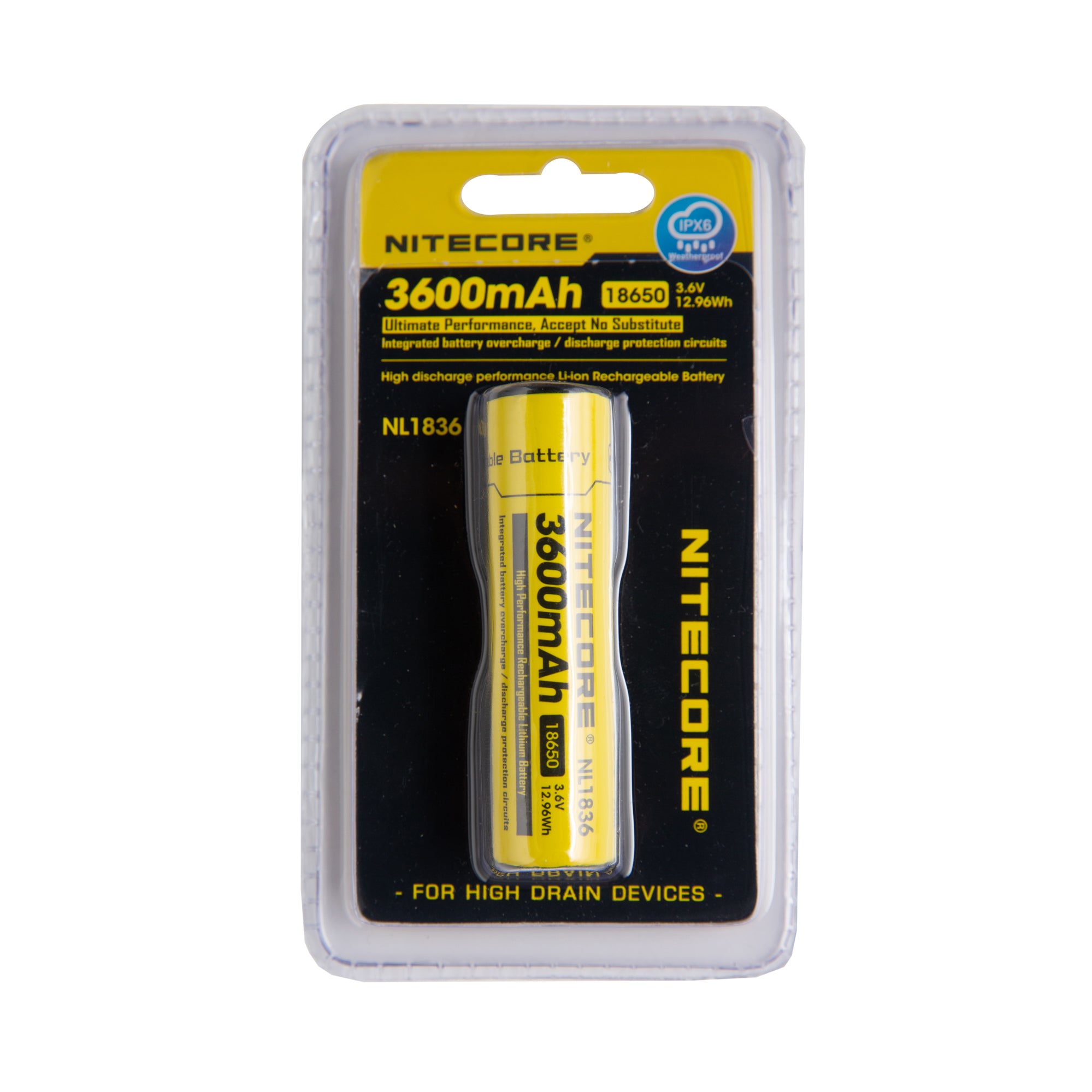 Nitecore NL1836 18650 Battery 3600mAh Button Top