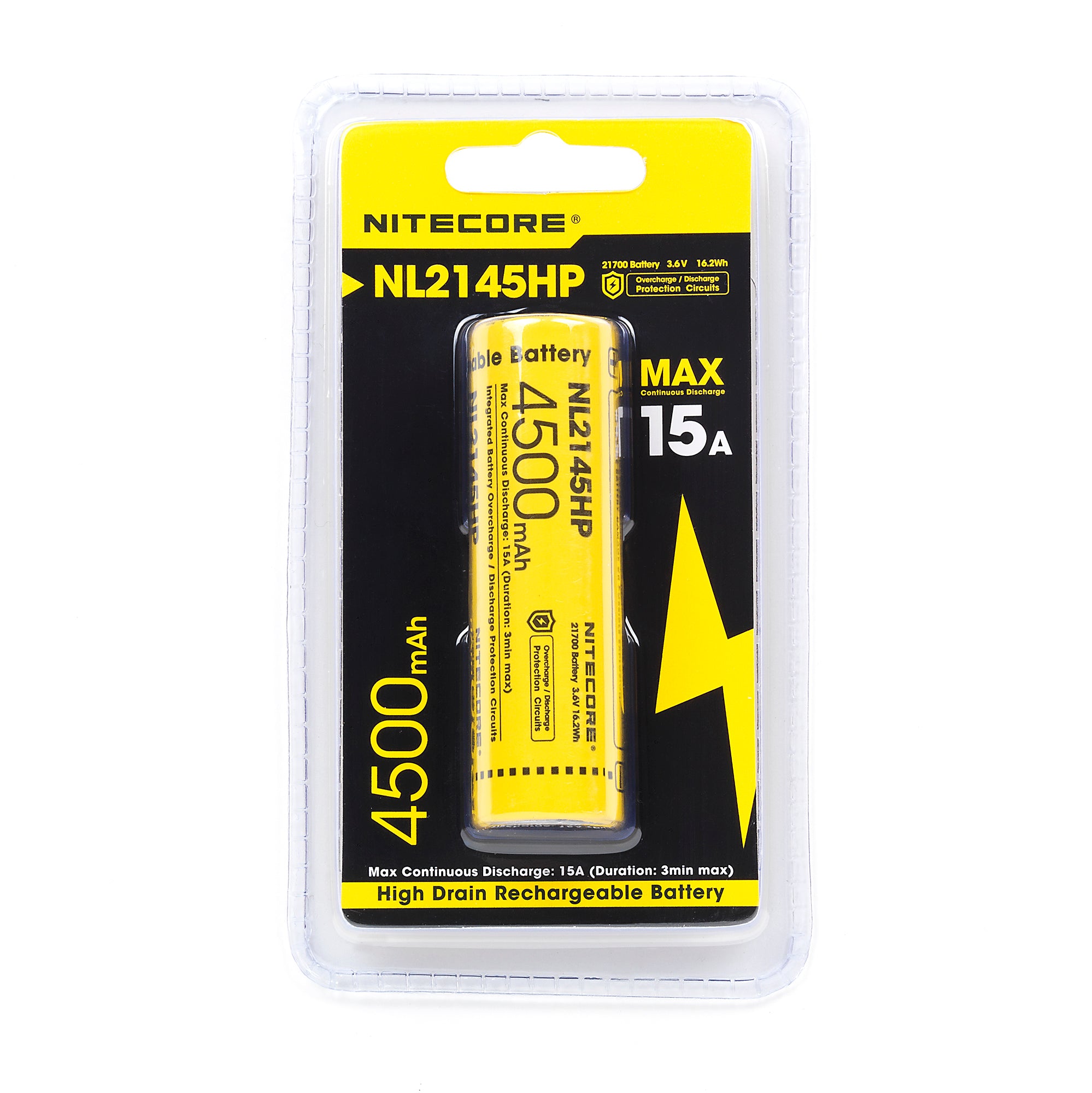 Nitecore NL2145HP 21700 4500mAh 15A Battery - Protected Button Top