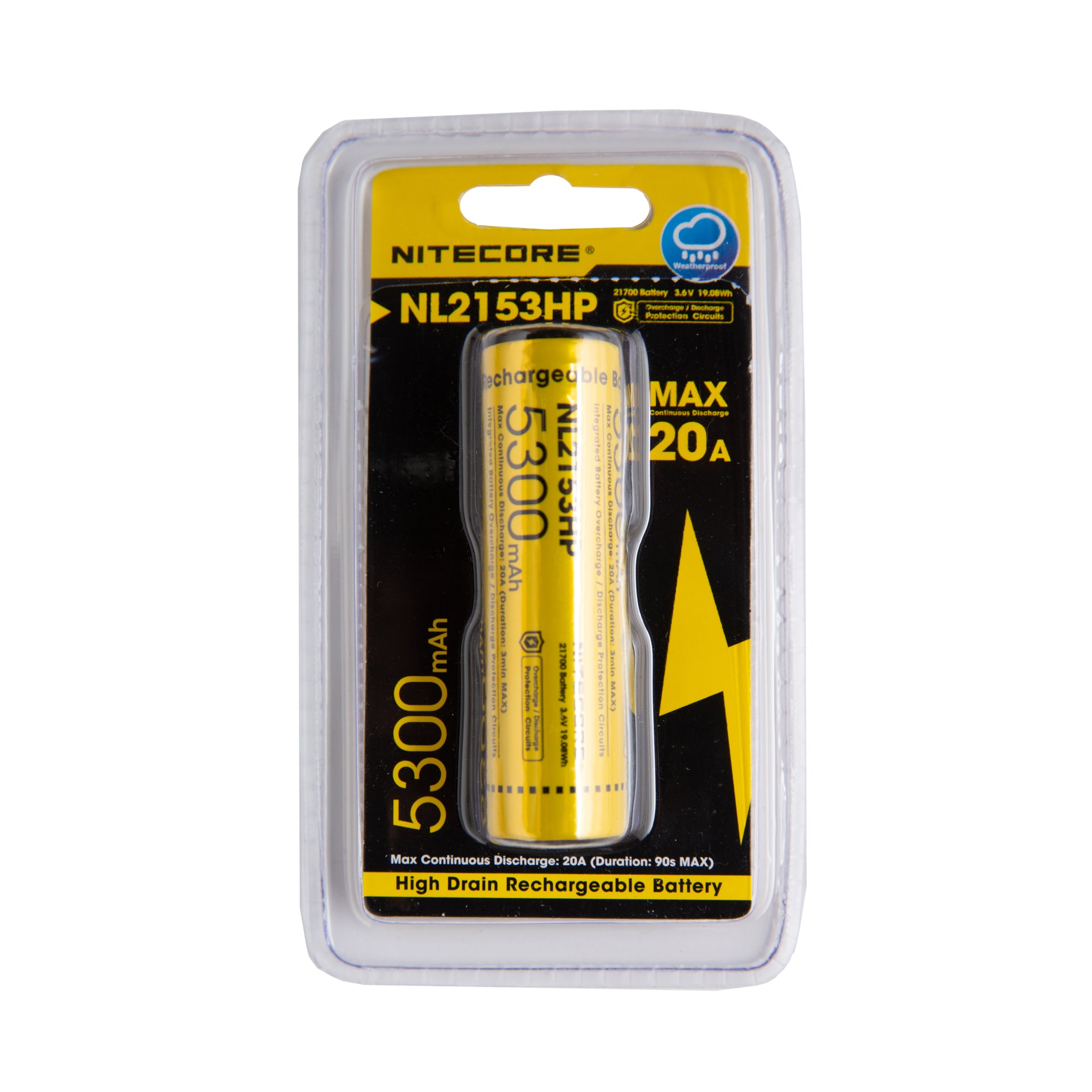 Nitecore NL2153HP 21700 5300mAh 20A Battery - Protected Button Top