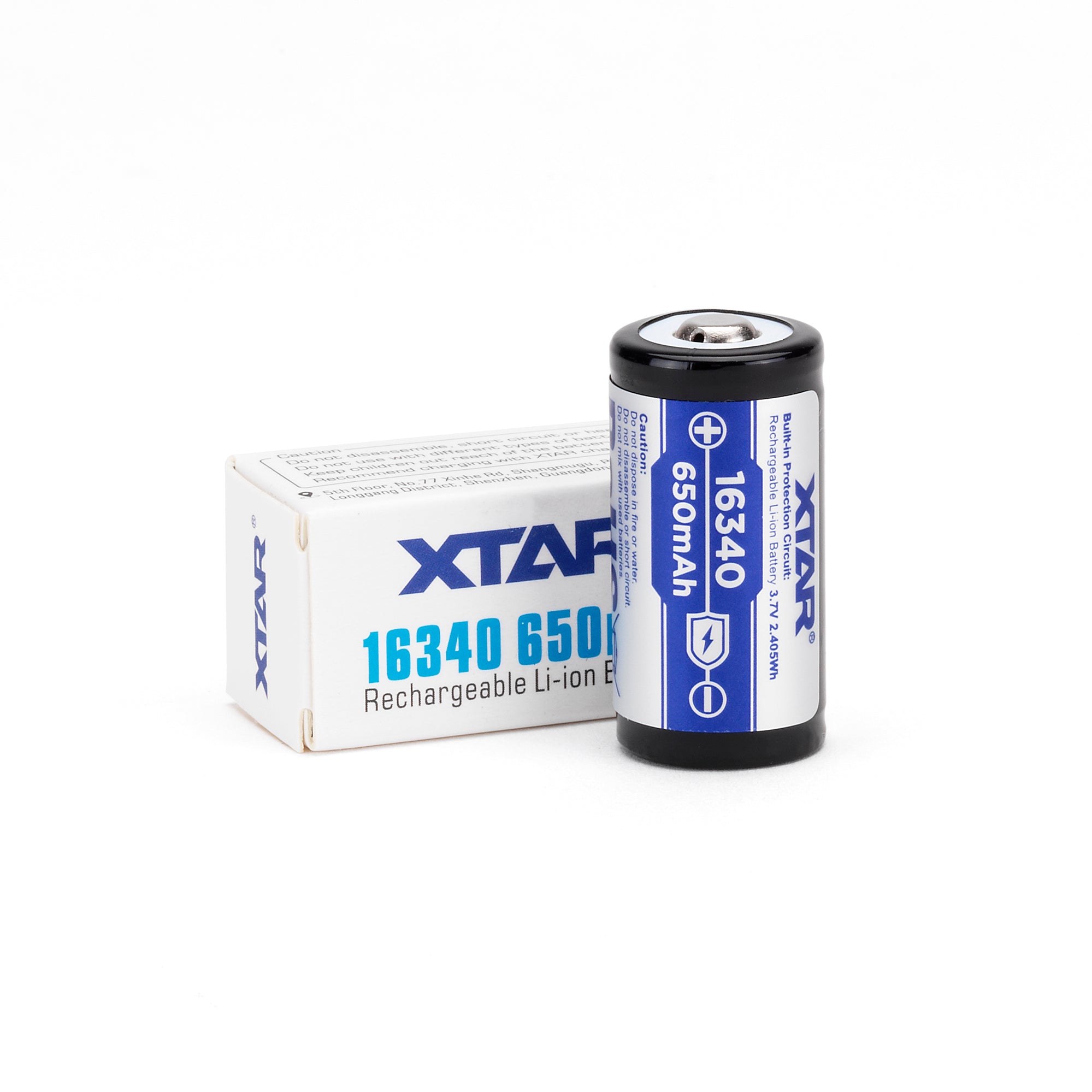 XTAR 16340 650mAh Battery - Protected Button Top