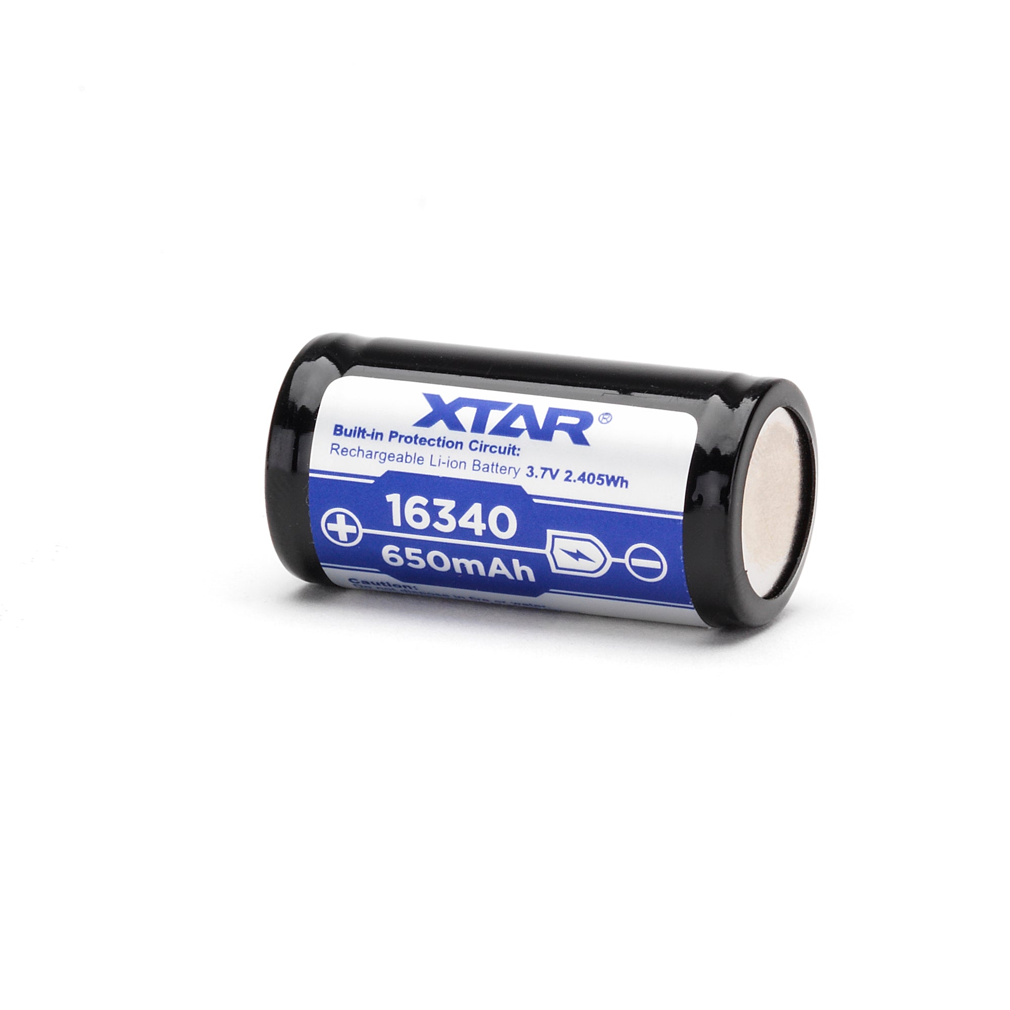 XTAR 16340 650mAh Battery - Protected Button Top