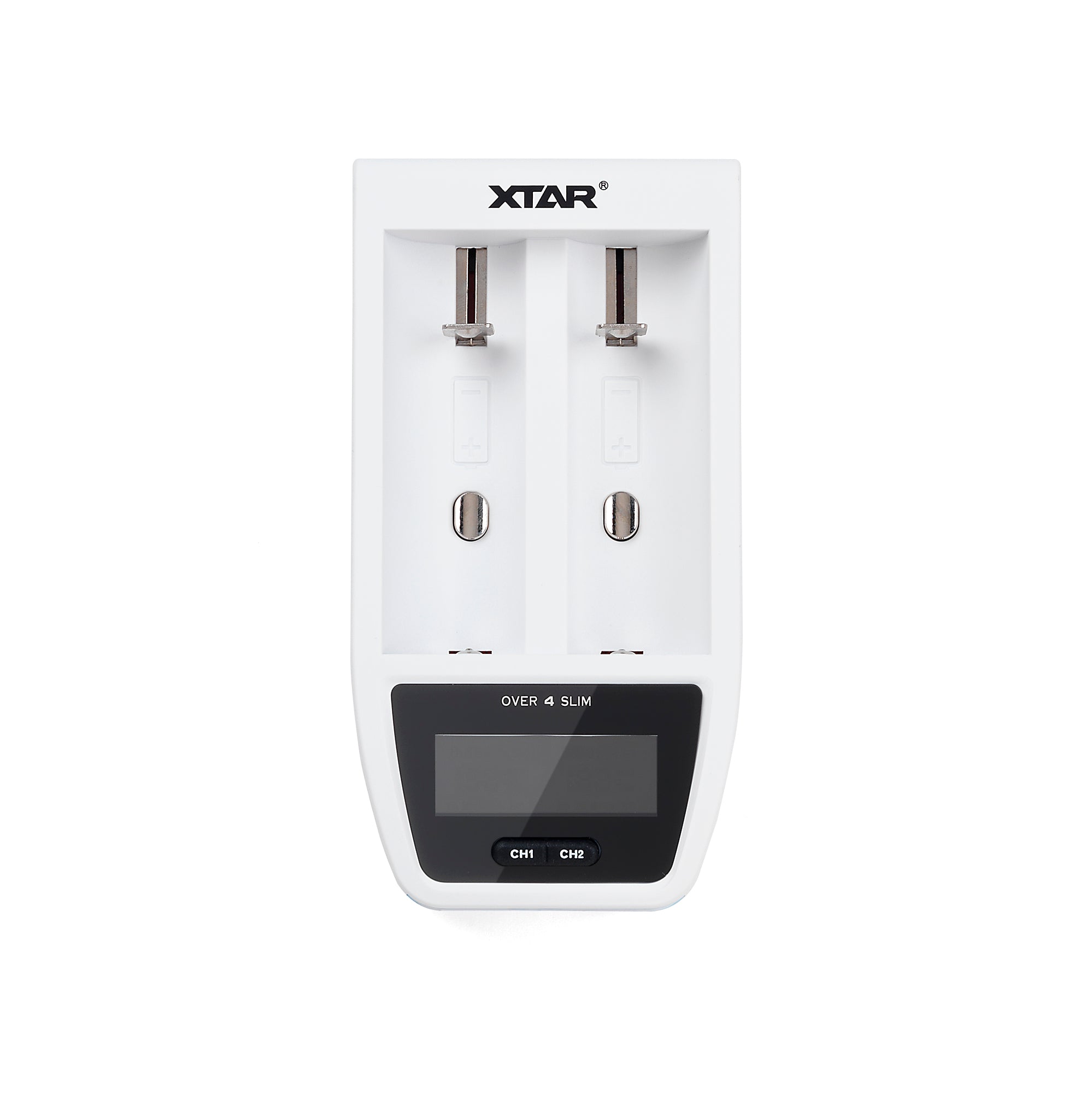 XTAR Over 4 Slim 2 Channel Intelligent Digital Battery Charger - White