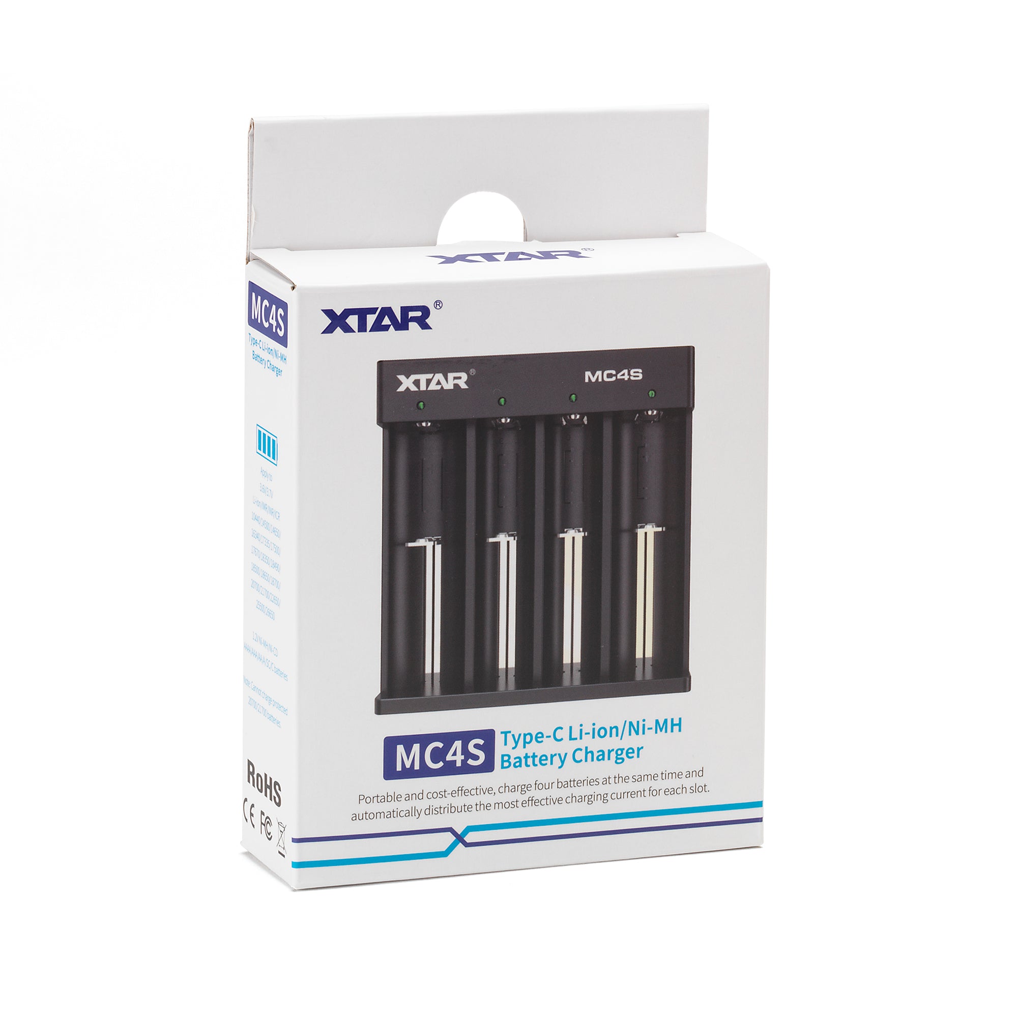 XTAR MC4S 4 Channel Battery Charger - Precision Charging for Diverse Batter