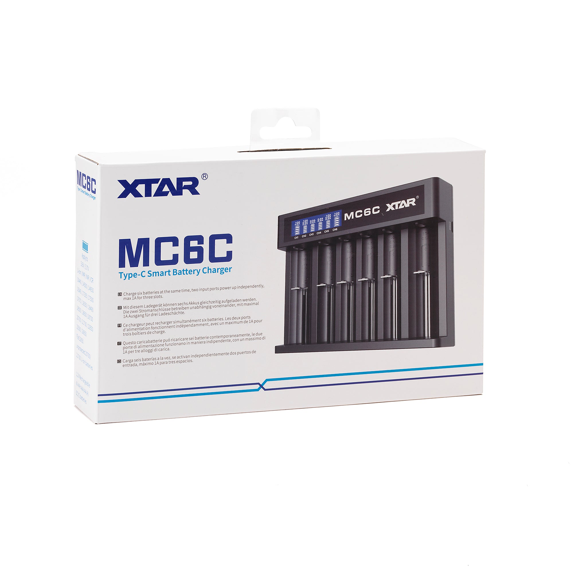 XTAR MC6C 6 Bay Smart LCD Li-ion Battery Charger - Ultimate Charging Effici